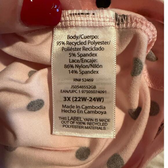 Joyspun Women’s Dreamy Soft Collection Pink Black Lace Chemise Nightgown Plus 3X - Picture 7 of 10